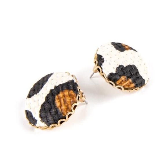 Tiff Earrings 
Leopard print cloth circles. - Picture 2 of 3
